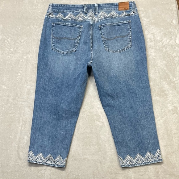 Lucky Brand Emma Crop High Rise Embroidered Denim Jeans Womens Sz 18 - Picture 6 of 12
